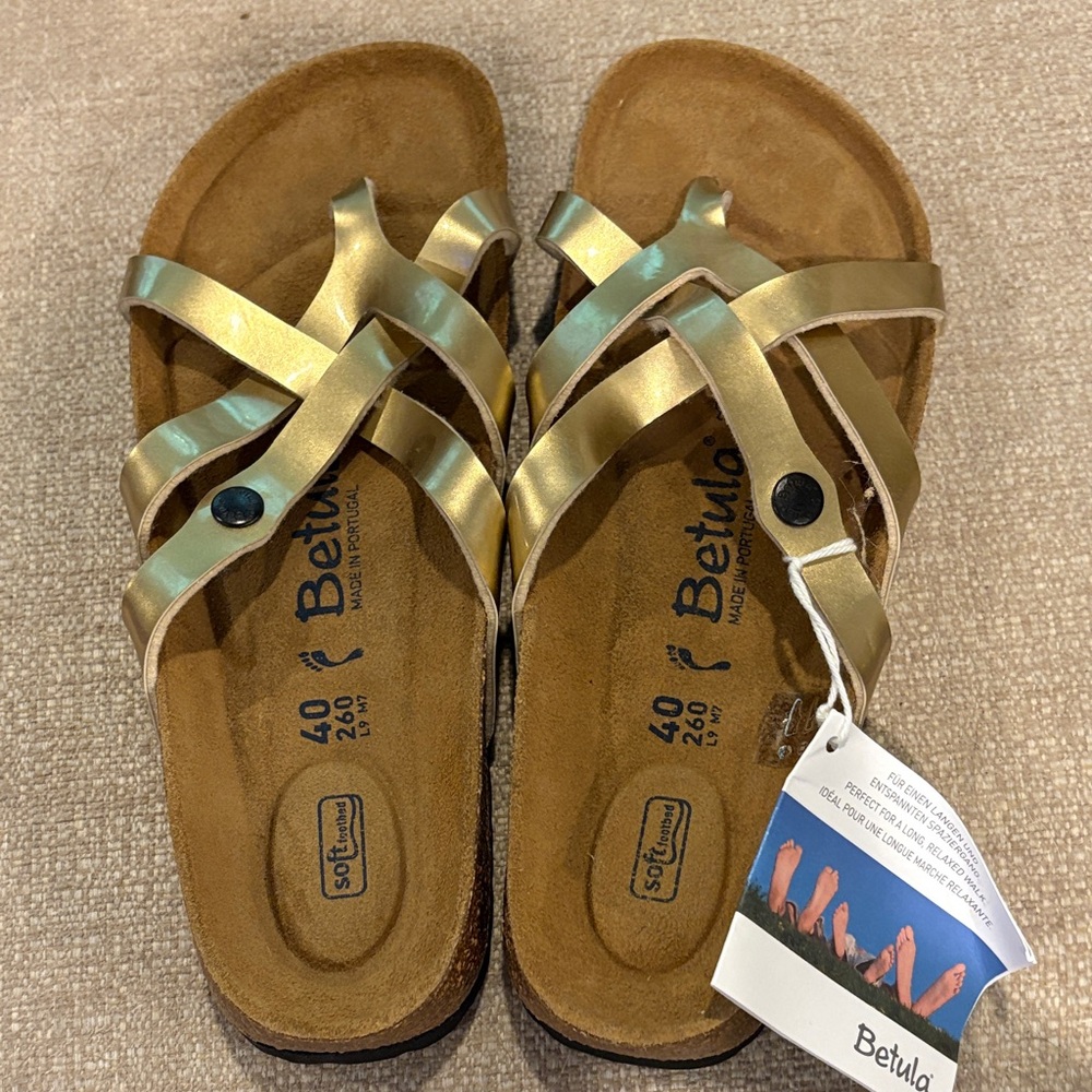 Birkenstock Women's Metallic Gold Strappy Sandals